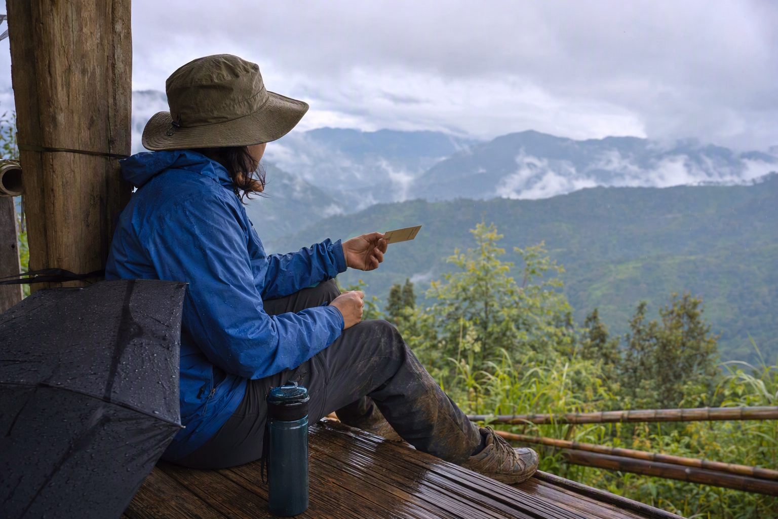 Editorial field note comparing rain protection, sun cover and a flexible route card