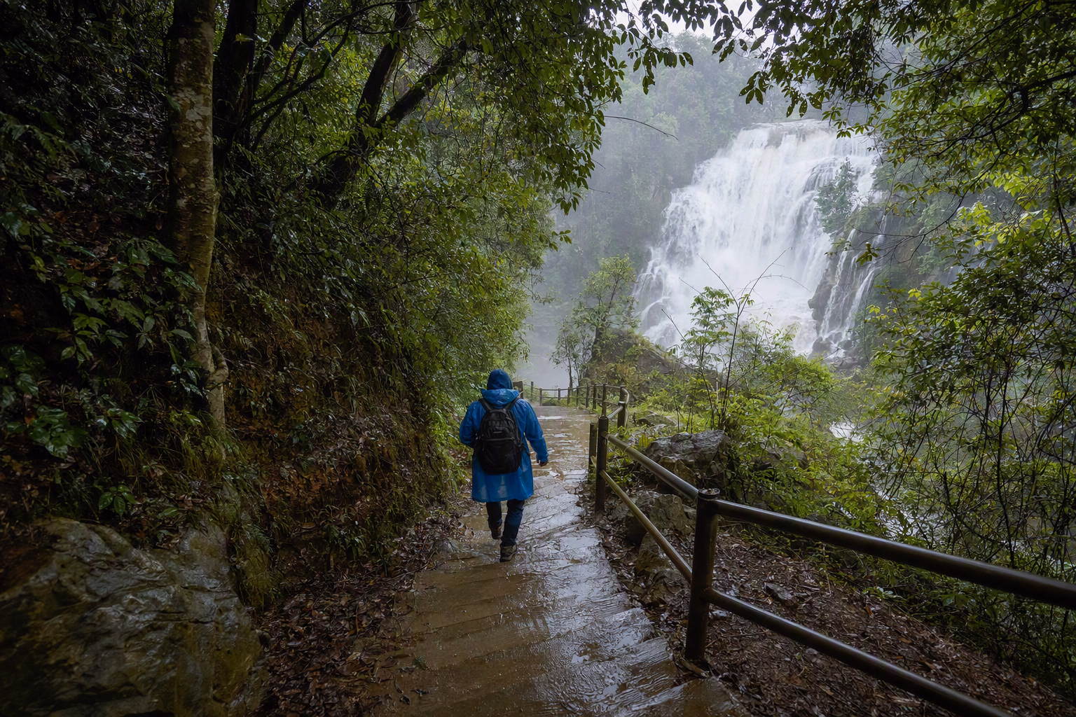 Editorial route and trail scene for Richhang Waterfall